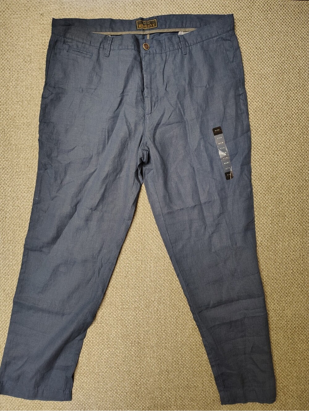 Jos A Bank Reserve Linen Pants Mens 40x30 Navy Blue Flat Front Slacks 40W 30L NW